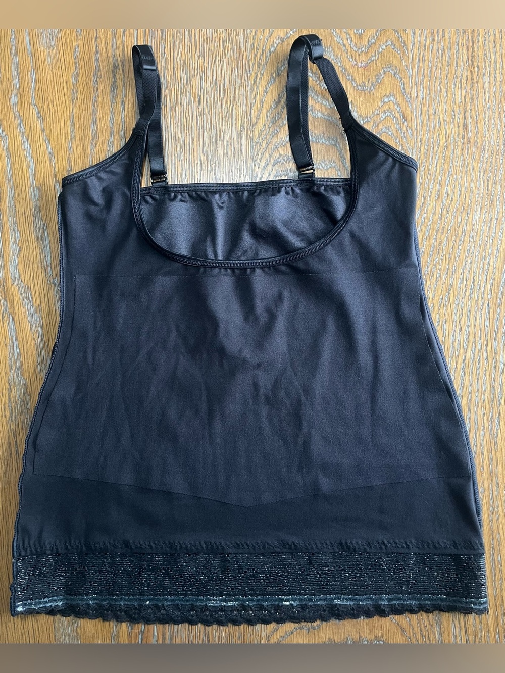 Ruby Ribbon Open Bust Shaping Cami Tank Top Black Lace Hem Size Large - Picture 7 of 10